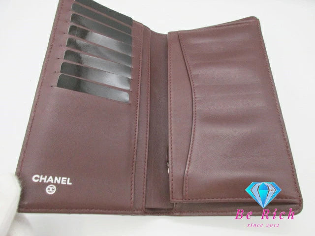 美品 シャネル CHANEL マトラッセ 二つ折り財布 長財布 A31509 タイムレス クラシック ブラック 黒 ラムスキン レザー ココマーク CC ロゴ ロング ウォレット 【中古】【送料無料】  bs3896