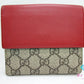 グッチ GUCCI Wホック 二つ折り 財布 GG スプリーム ブラウン 茶 赤 レッド ロゴ PVC レザー コンパクト ウォレット【中古】【送料無料】 bs3898