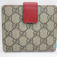 グッチ GUCCI Wホック 二つ折り 財布 GG スプリーム ブラウン 茶 赤 レッド ロゴ PVC レザー コンパクト ウォレット【中古】【送料無料】 bs3898