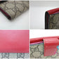 グッチ GUCCI Wホック 二つ折り 財布 GG スプリーム ブラウン 茶 赤 レッド ロゴ PVC レザー コンパクト ウォレット【中古】【送料無料】 bs3898