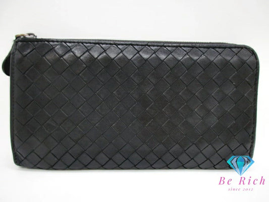 ボッテガヴェネタ BOTTEGA VENETA  L字 ファスナー 長財布 114076 イントレチャート レザー ブラック 黒 ロング ウォレット  【中古】【送料無料】bs3904