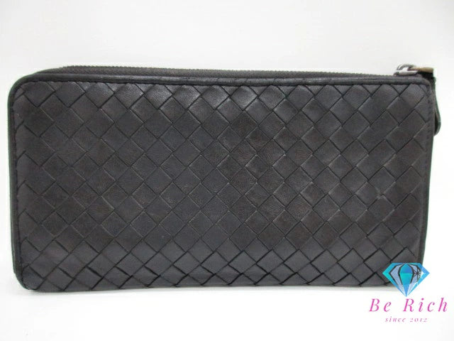 ボッテガヴェネタ BOTTEGA VENETA  L字 ファスナー 長財布 114076 イントレチャート レザー ブラック 黒 ロング ウォレット  【中古】【送料無料】bs3904