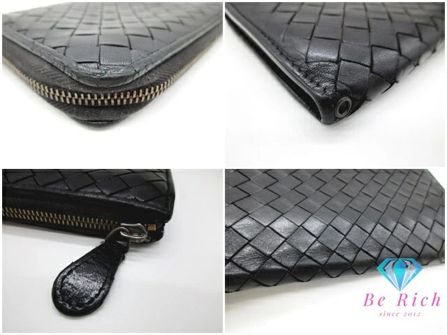 ボッテガヴェネタ BOTTEGA VENETA  L字 ファスナー 長財布 114076 イントレチャート レザー ブラック 黒 ロング ウォレット  【中古】【送料無料】bs3904