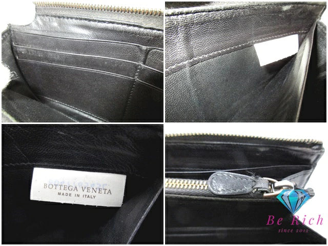 ボッテガヴェネタ BOTTEGA VENETA  L字 ファスナー 長財布 114076 イントレチャート レザー ブラック 黒 ロング ウォレット  【中古】【送料無料】bs3904
