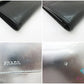 プラダ 三つ折り 財布 レザー ブラック 黒 PRADA コンパクト ウォレット メンズ レディース 【中古】【送料無料】 bs3913
