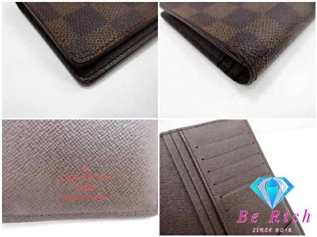 ルイ ヴィトン LOUIS VUITTON メンズ 二つ折り財布 長財布 ダミエ ポルト フォイユ ブラザ N60017 エベヌ ブラウン 茶 LV ロゴ ロング ウォレット  【中古】【送料無料】 bs3914