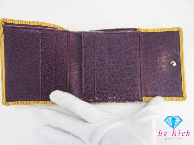 ルイ ヴィトン LOUIS VUITTON Wホック 三つ折り財布 エピ ポルト モネ ビエ カルト クレディ M63489 タッシリ イエロー 黄 レザー LV ロゴ 二つ折り財布 ミニ コンパクト ウォレット  【中古】【送料無料】 bs3915