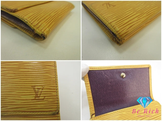 ルイ ヴィトン LOUIS VUITTON Wホック 三つ折り財布 エピ ポルト モネ ビエ カルト クレディ M63489 タッシリ イエロー 黄 レザー LV ロゴ 二つ折り財布 ミニ コンパクト ウォレット  【中古】【送料無料】 bs3915
