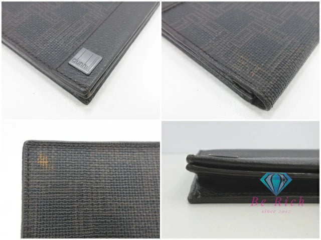 ダンヒル dunhill D-8 ディーエイト メンズ 二つ折り 札入れ 長財布 小銭入れ なし ダーク ブラウン こげ茶 レザー ロゴ 二つ折り財布 ロング ウォレット 【中古】【送料無料】 bs3916