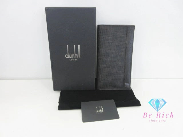 ダンヒル dunhill D-8 ディーエイト メンズ 二つ折り 札入れ 長財布 小銭入れ なし ダーク ブラウン こげ茶 レザー ロゴ 二つ折り財布 ロング ウォレット 【中古】【送料無料】 bs3916