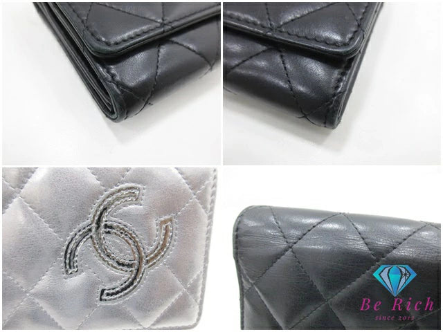 シャネル CHANEL 二つ折り財布 長財布 A80212 シンプリー CC マトラッセ 黒 ブラック レザー ロゴ ロング ウォレット Simply   【中古】【送料無料】  bs3917