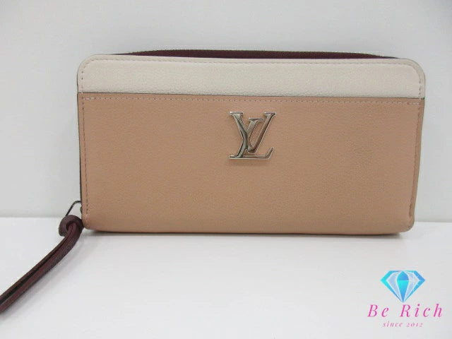 美品 ルイ ヴィトン LOUIS VUITTON ラウンド ファスナー 長財布 ロックミー ジッピー ウォレット M67540 ローズ ソワ クオーツ ピンク ベージュ レザー LV ロゴ 二つ折り財布 ロング バイカラー 【中古】【送料無料】 bs3919
