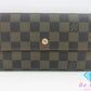 ルイ ヴィトン LOUIS VUITTON 三つ折り 長財布 ダミエ ポルト トレゾール インターナショナル N61215 エベヌ ロゴ 二つ折り財布 ロング ウォレット  【中古】【送料無料】 bs3922