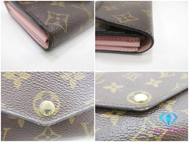 ルイ ヴィトン LOUIS VUITTON 二つ折り財布 長財布 モノグラム ポルトフォイユ サラ M62235 ブラウン 茶 ピンク ローズバレリーヌ LV ロゴ ロング ウォレット 【中古】【送料無料】 bs3924