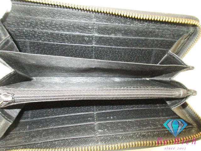 グッチ GUCCI ラウンド ファスナー 長財布 423736 GG マーモント ブラック 黒 レザー ロゴ 二つ折り財布 ロング ウォレット  【中古】【送料無料】 bs3927