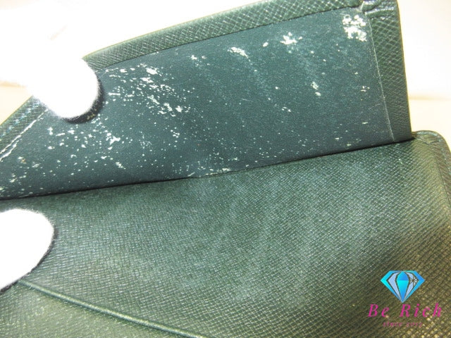 ルイ ヴィトン LOUIS VUITTON 二つ折り財布 長財布 札入れ タイガ ポルト バルール カルト クレディ M30394 エピセア グリーン 緑 LV ロゴ ロング ウォレット 【中古】【送料無料】 bs3928