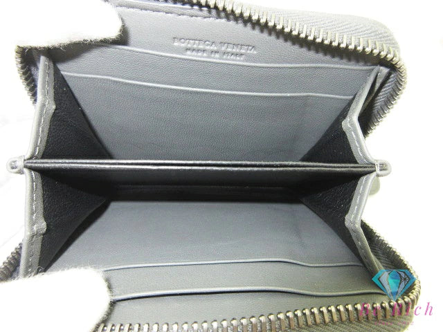 ボッテガ ヴェネタ BOTTEGA VENETA イントレチャート コインケース 小銭入れ 二つ折り財布 258468 グレー レザー ロゴ ミディアム コンパクト ウォレット  【中古】【送料無料】bs3942