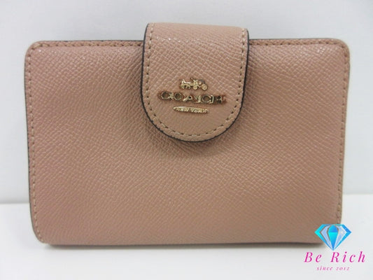 コーチ 二つ折り 財布 6390 ベージュ ミディアム コンパクト ウォレット レザー COACH 【中古】【送料無料】bs3943