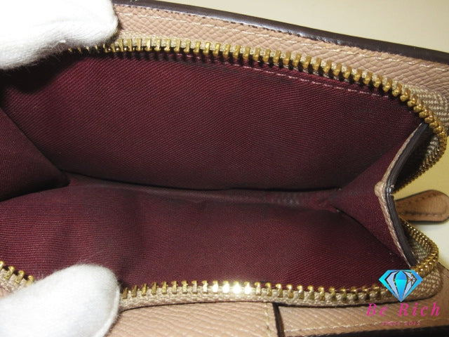 コーチ 二つ折り 財布 6390 ベージュ ミディアム コンパクト ウォレット レザー COACH 【中古】【送料無料】bs3943