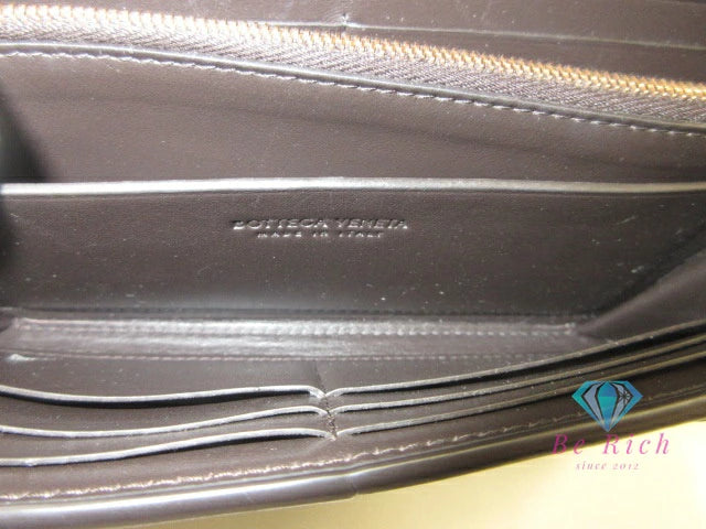 ボッテガ ヴェネタ BOTTEGA VENETA 二つ折り 長財布 イントレチャート 742694 VCQC4 8425 レザー ダーク ブラウン 濃茶 ロゴ ロング ウォレット 【中古】【送料無料】bs3952