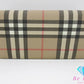 バーバリー BURBERRY 二つ折り財布 長財布 チェック ベージュ ブラウン 茶 PVC レザー ロゴ ロング ウォレット 【中古】【送料無料】 bs3958