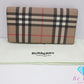 バーバリー BURBERRY 二つ折り財布 長財布 チェック ベージュ ブラウン 茶 PVC レザー ロゴ ロング ウォレット 【中古】【送料無料】 bs3958