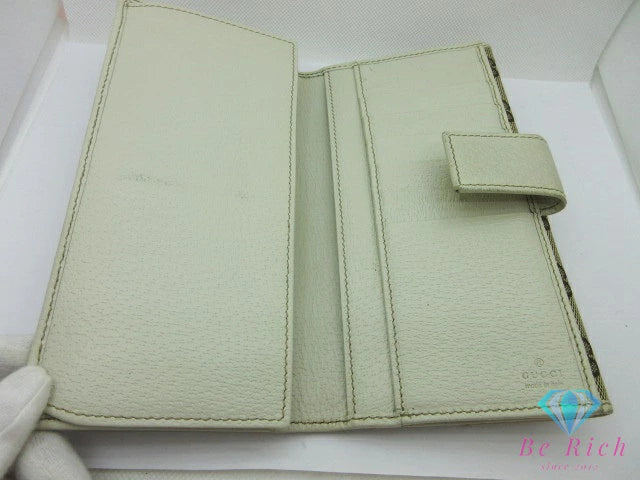 グッチ GUCCI Wホック 長財布 167464 プリンシー GG リボン ベージュ アイボリー キャンバス レザー ロゴ 二つ折り財布 ロング ウォレット  【中古】【送料無料】bs3960