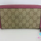グッチ GUCCI ラウンド ファスナー 長財布 394005 ブリー GG カーキ ピンク パープル 紫 キャンバス レザー ロゴ 二つ折り財布 ロング ウォレット 【中古】【送料無料】bs3961