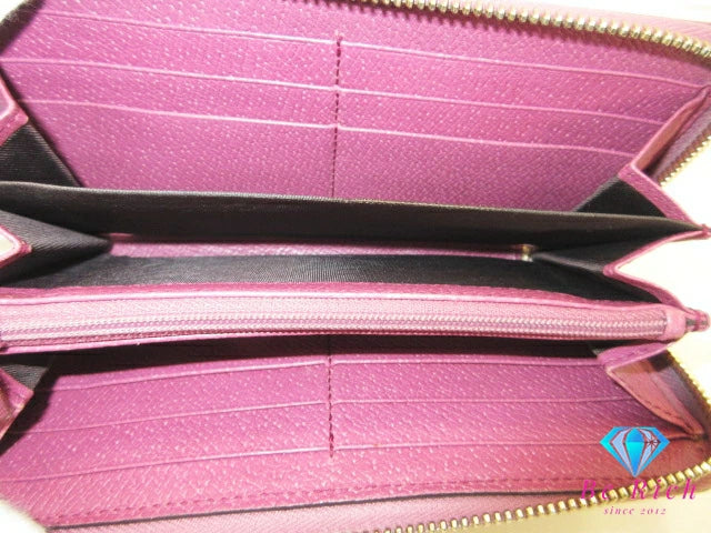 グッチ GUCCI ラウンド ファスナー 長財布 394005 ブリー GG カーキ ピンク パープル 紫 キャンバス レザー ロゴ 二つ折り財布 ロング ウォレット 【中古】【送料無料】bs3961