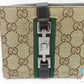 グッチ GUCCI Wホック 二つ折り財布 05474 ジャッキー GG ベージュ ブラウン 茶 キャンバス レザー ロゴ コンパクト ウォレット【中古】【送料無料】bs3962