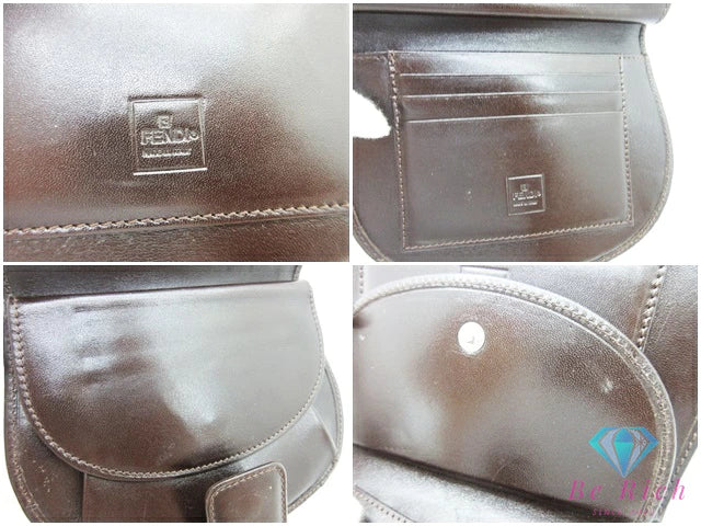 フェンディ FENDI 二つ折り財布 中財布 2804 012233 ブラウン 茶 ブラック 黒 キャンバス レザー ズッカ ロゴ ミディアム コンパクト ウォレット 【中古】【送料無料】 bs3964