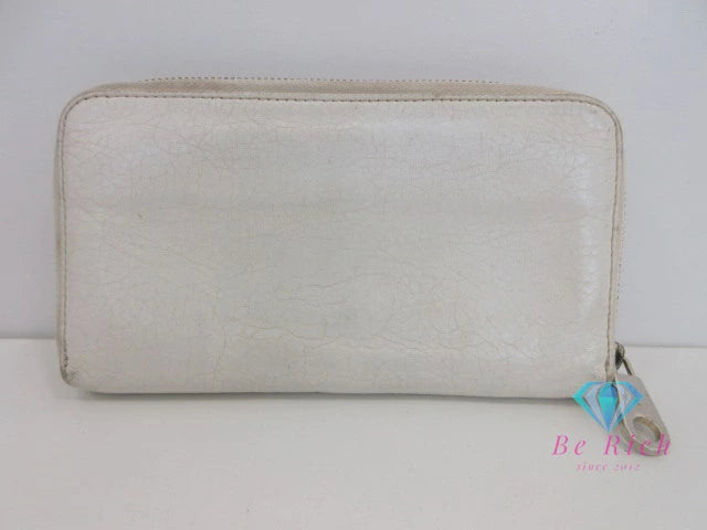 クロエ Chloe ラウンドファスナー 長財布 3P0501 リリィ 白 ホワイト レザー ロゴ ロング ウォレット  【中古】【送料無料】 bs3966