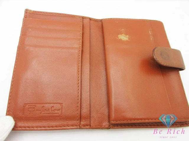 MCM エムシーエム 二つ折り財布 コニャック キャメル 茶 ブラウン ヴィセトス モノグラム ロゴ レザー コンパクト ウォレット 【中古】【送料無料】 bs3969