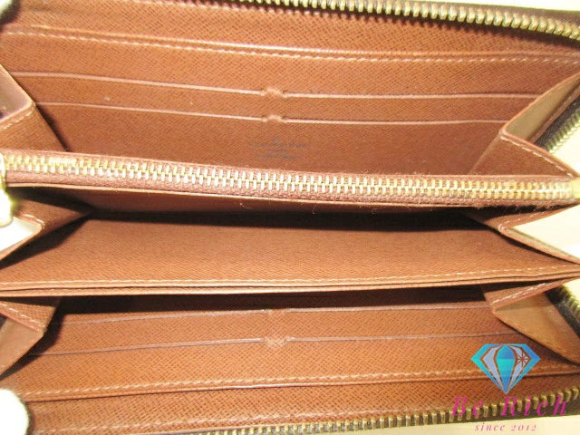 ルイ ヴィトン ジッピー ウォレット M60017 モノグラム 茶 ブラウン PVC レザー ラウンド ファスナー 長財布 LOUIS VUITTON 【中古】【送料無料】 bs3973