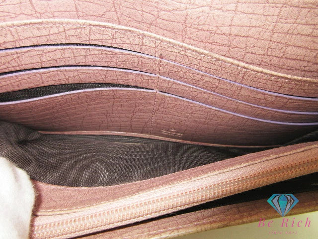 グッチ GUCCI 二つ折り 長財布 112520 バンブー ピンクベージュ レザー G ロゴ 二つ折り財布 ロング ウォレット 【中古】【送料無料】bs3981