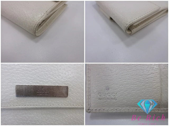 グッチ GUCCI Wホック 二つ折り財布 035.4463 白 ホワイト レザー ロゴ コンパクト ウォレット 【中古】【送料無料】bs3983