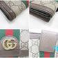 グッチ GUCCI オフィディア フレンチ フラップ ウォレット Wホック 二つ折り財布 523173 エボニー シェリー ウェブ GG スプリーム ロゴ PVC レザー ベージュ ブラウン 茶 三つ折り財布 コンパクト ミニ 【中古】【送料無料】 bs3994