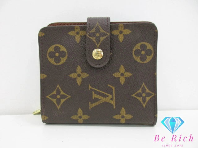美品 ルイ ヴィトン LOUIS VUITTON 二つ折り財布 コンパクト ジップ M61667 モノグラム 茶 ブラウン PVC レザー LV ロゴ ウォレット ラウンドファスナー ほぼ 未使用品 【中古】【送料無料】bs4000