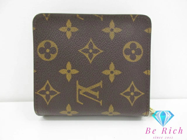 美品 ルイ ヴィトン LOUIS VUITTON 二つ折り財布 コンパクト ジップ M61667 モノグラム 茶 ブラウン PVC レザー LV ロゴ ウォレット ラウンドファスナー ほぼ 未使用品 【中古】【送料無料】bs4000