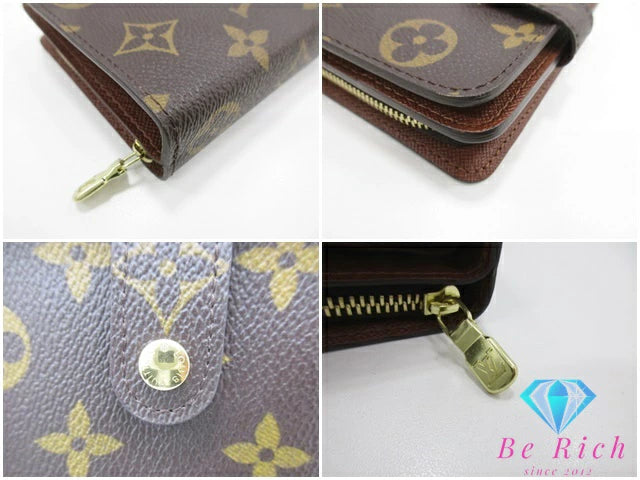美品 ルイ ヴィトン LOUIS VUITTON 二つ折り財布 コンパクト ジップ M61667 モノグラム 茶 ブラウン PVC レザー LV ロゴ ウォレット ラウンドファスナー ほぼ 未使用品 【中古】【送料無料】bs4000