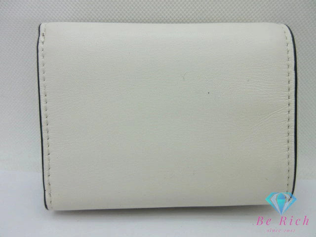 コーチ COACH シグネチャー 三つ折り財布 91806 スモール ウォレット PVC レザー ベージュ アイボリー ロゴ ミニ コンパクト  【中古】【送料無料】 bs4002