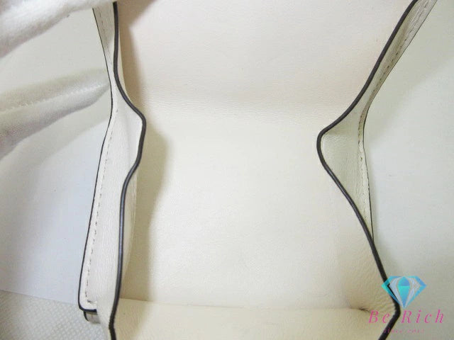 コーチ COACH シグネチャー 三つ折り財布 91806 スモール ウォレット PVC レザー ベージュ アイボリー ロゴ ミニ コンパクト  【中古】【送料無料】 bs4002