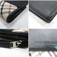 バーバリー BURBERRY 三つ折り財布 小銭入れ 黒 ブラック ノバ チェック キャンバス レザー ロゴ ミディアム コンパクト ウォレット 【中古】【送料無料】 bs4007