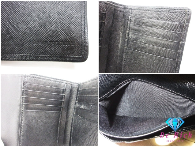 バーバリー BURBERRY 三つ折り財布 小銭入れ 黒 ブラック ノバ チェック キャンバス レザー ロゴ ミディアム コンパクト ウォレット 【中古】【送料無料】 bs4007