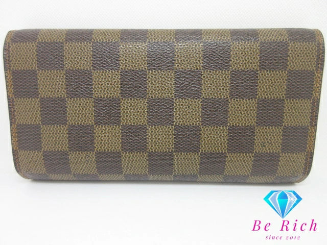 ルイ ヴィトン LOUIS VUITTON 三つ折り 長財布 ダミエ ポルト トレゾール インターナショナル N61215 エベヌ LV ロゴ 二つ折り財布 ロング ウォレット  【中古】【送料無料】 bs4008