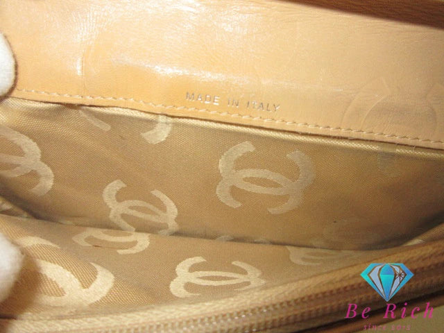 シャネル CHANEL 二つ折り 長財布 A26717 カンボン ライン ベージュ ラムスキン レザー ココマーク ロゴ ロング ウォレット 【中古】【送料無料】 bs4033