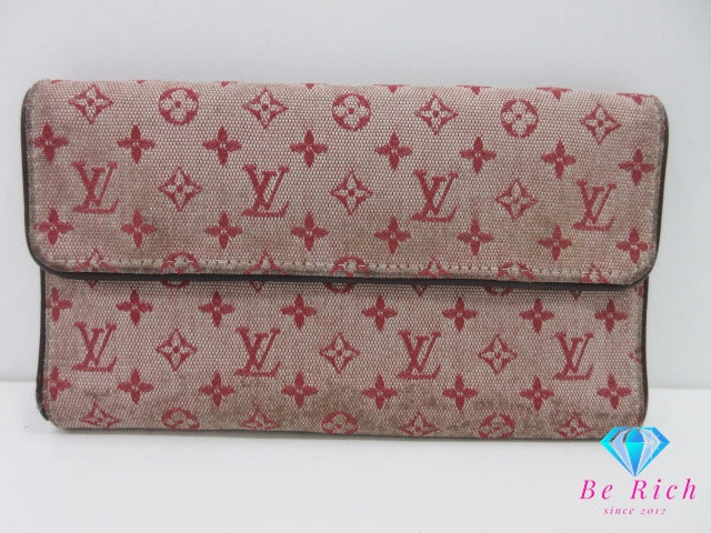 ルイ ヴィトン LOUIS VUITTON 三つ折り財布 長財布 モノグラム ミニ ポルト トレゾール インターナショナル スリーズ M92244 チェリー 赤 レッド LV ロゴ ロング ウォレット  【中古】【送料無料】 bs4034