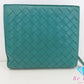 ボッテガ ヴェネタ BOTTEGA VENETA イントレチャート 二つ折り財布 114073 グリーン 緑 レザー ロゴ ミディアム コンパクト ウォレット  【中古】【送料無料】bs4035