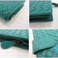 ボッテガ ヴェネタ BOTTEGA VENETA イントレチャート 二つ折り財布 114073 グリーン 緑 レザー ロゴ ミディアム コンパクト ウォレット  【中古】【送料無料】bs4035