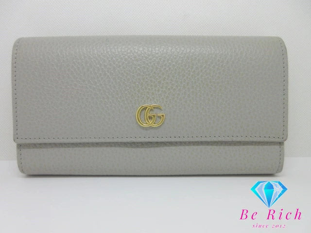 グッチ GUCCI ダブル G コンチネンタル ウォレット 二つ折り 長財布 423116 GG マーモント グレー ピンク レザー ロゴ【中古】【送料無料】 bs4040